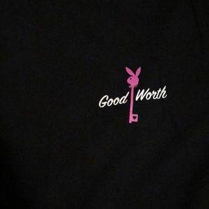Good Worth & Co. pink playboy t shirt.
